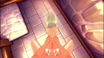 (מלכודת) משרתת אלווית עוזרת לך לשטוף את הפנים שלך.